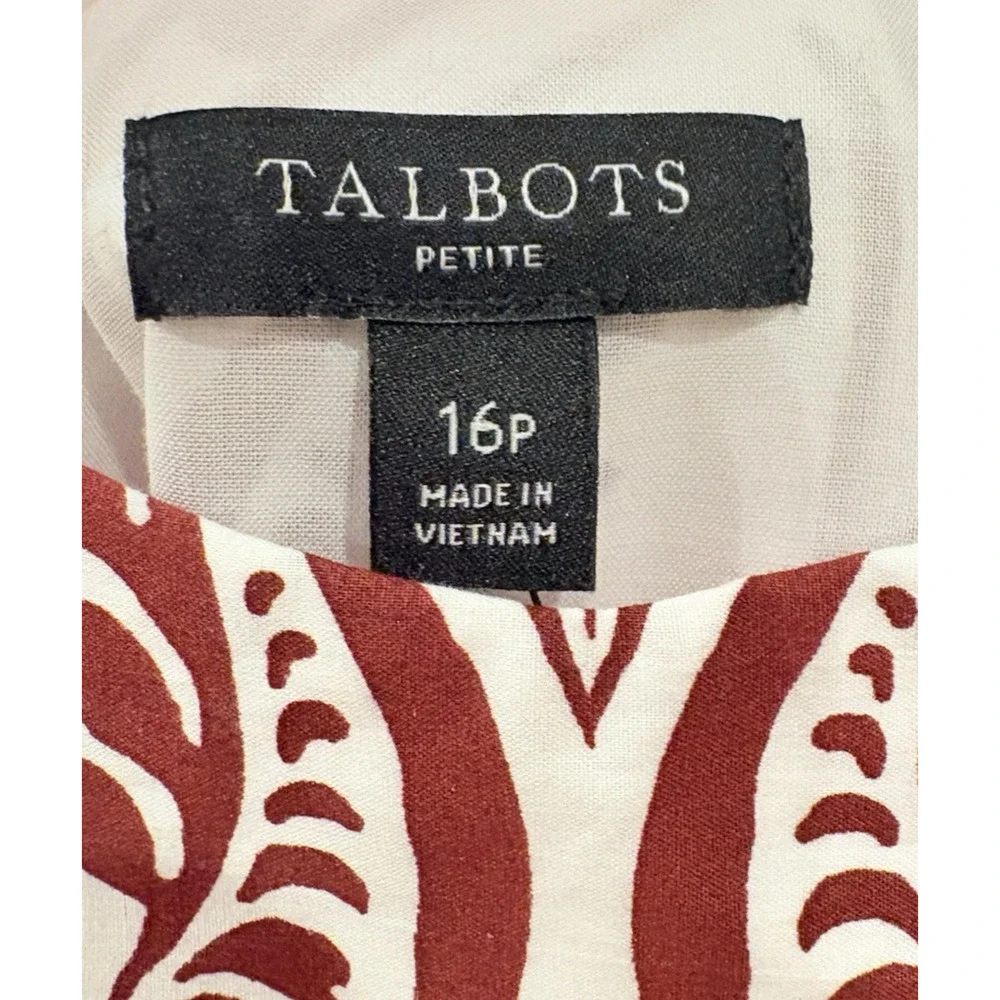 Talbots Modern Cotton Poplin Fit & Flare Maxi Dress Bohemian Medallion 16 Petite - Picture 3 of 10